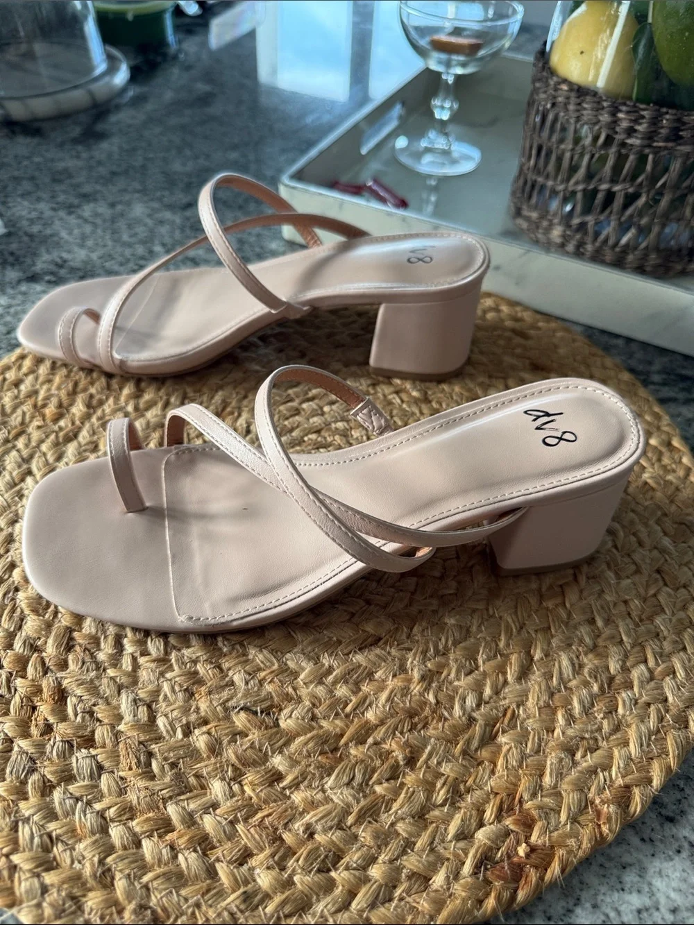 DV by Dolce Vita Blush Strappy Square Toe Block Heel Sandals size 7